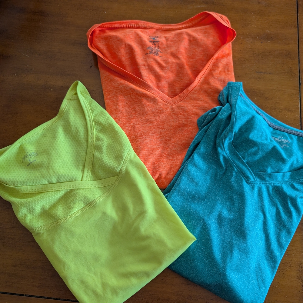 Set of Three V-Neck Athletic Tops